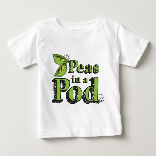 グリーンピーススケッチ野菜アート2 Peas in a Pod ベビーTシャツ (正面)