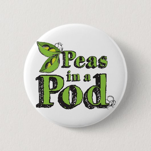 グリーンピーススケッチ野菜アート2 Peas in a Pod 缶バッジ (正面)