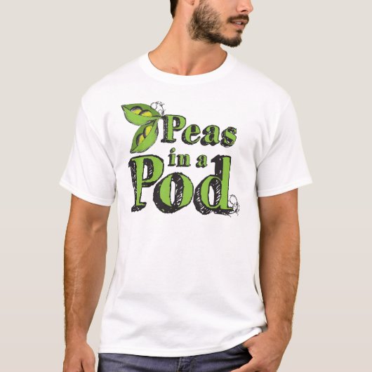 グリーンピーススケッチ野菜アート2 Peas in a Pod Tシャツ (正面)