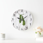 グリーンピースピーホワイトウッドファームハウス素朴キッチン ラージ壁時計 (ホーム)