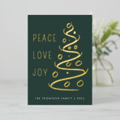 グリーンピースラブジョイツリーホリデイ金ゴールド 箔シーズンカード (立ち正面)