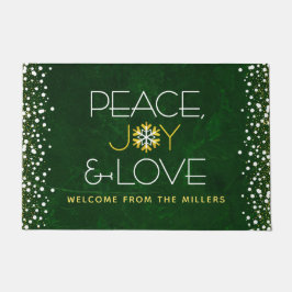 グリーンピース喜び愛クリスマススノーフレークモダン ドアマット