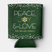 グリーンピース喜び愛クリスマススノーフレークモダン 缶クーラー (正面)