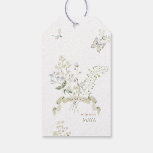 グリーンピーターうさぎのモノグラム性別ベビーシャワー ギフトタグ (裏面)