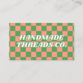 グリーンピーチチェッカーボードモダンレトロプロフェッショナル 名刺 (正面)