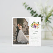 グリーンピーチパープルフローラ写真結婚の皆様に感謝 招待状 (スタンド正面)