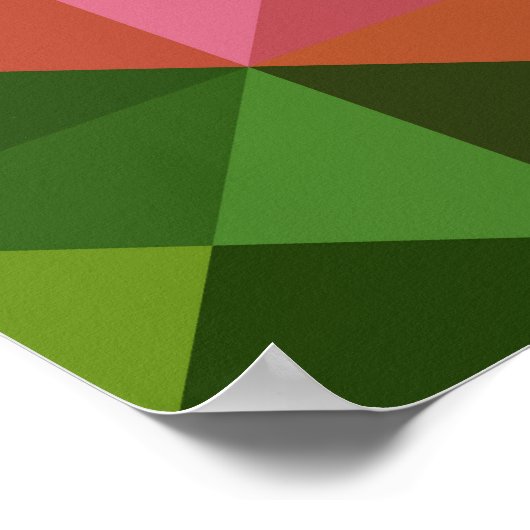 グリーンピーチピンクキルトスクエアアートプリント ポスター (角)