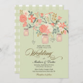 グリーンピーチ素朴メイソンジャー結婚ズ 招待状 (正面/裏面)