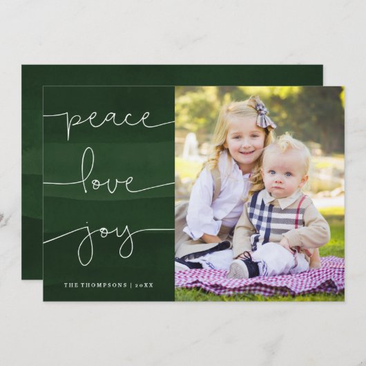 グリーンピ絵を描ースラブジョイフォトホリデーカード シーズンカード (正面/裏面)