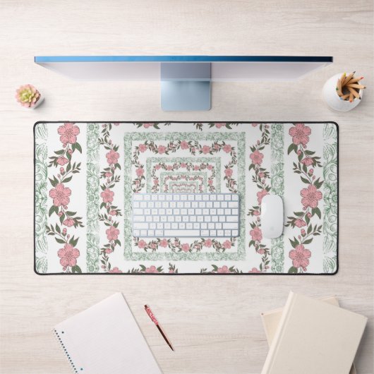 グリーンピ縁どンクレトロY2K 70sフラワーパターン デスクマット (オフィス1)