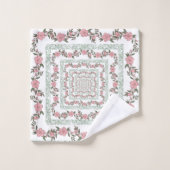 グリーンピ縁どンクレトロY2K 70sフラワーパターン バスタオルセット (ウォッシュタオル)