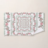 グリーンピ縁どンクレトロY2K 70sフラワーパターン バスタオルセット (ハンドタオル)