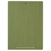 グリーンファブリックテクスチャーエレガントモノグラムロゴカスタム クリップボード (裏面)