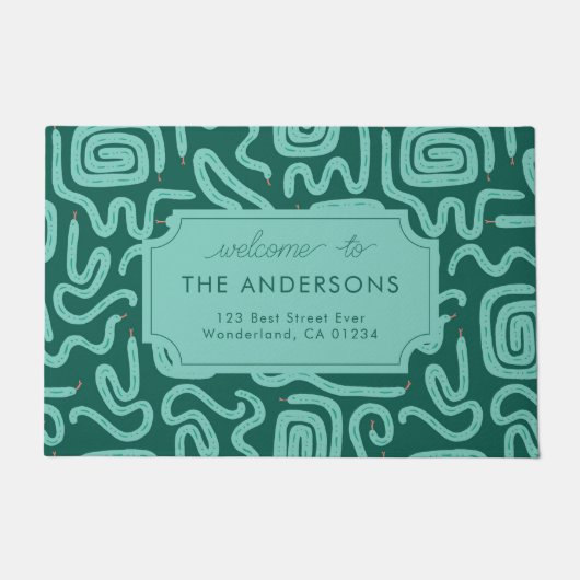 グリーンファミリーアドレスホームのかわいいヘビ ドアマット (正面)