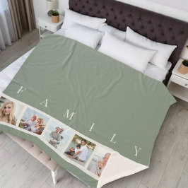 グリーンファミリーキャプションフォトコラージュカスタム写真 シェルパブランケット