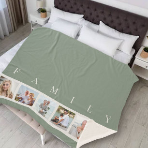 グリーンファミリーキャプションフォトコラージュカスタム写真 シェルパブランケット