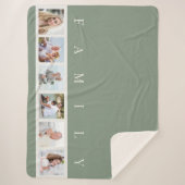 グリーンファミリーキャプションフォトコラージュカスタム写真 シェルパブランケット (正面)