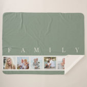グリーンファミリーキャプションフォトコラージュカスタム写真 シェルパブランケット (正面(横))