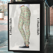 グリーンファンキーティーワイルドシュルームズパターン レギンス