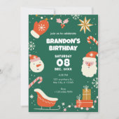 グリーンファンクリスマス誕生日 招待状 (正面)