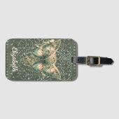 グリーンファンシースチームパンクパーソナライズされた蝶 ラゲッジタグ (正面横)