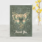 グリーンファンシースチームパンク蝶の折り畳みカード カード (黄色い花)