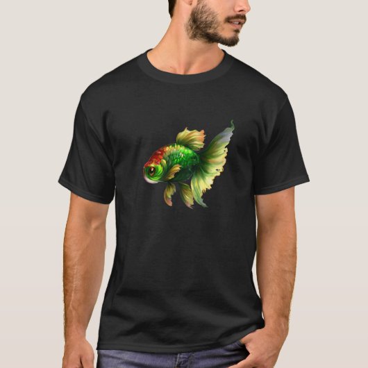 グリーンファンシーファニテール金魚 Tシャツ (正面)