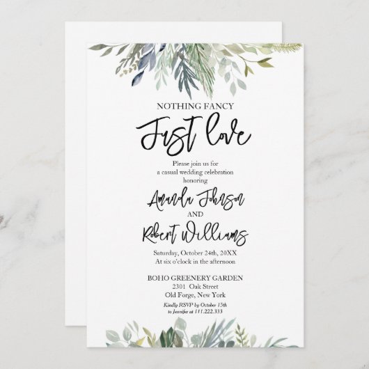 グリーンファンシーリーを愛す結婚るもの 招待状 (正面/裏面)