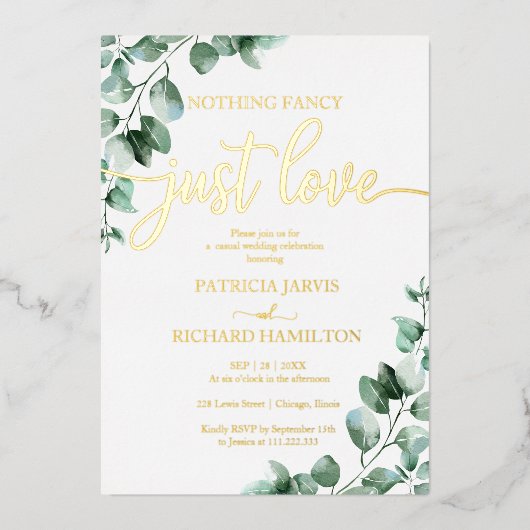 グリーンファンシーリーを愛す結婚るもの 箔招待状 (正面)