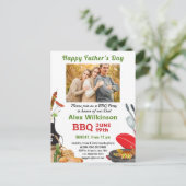 グリーンファーザーズデイ写真BBQパーティの招待状 ポストカード (スタンド正面)