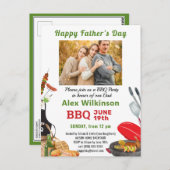 グリーンファーザーズデイ写真BBQパーティの招待状 ポストカード (正面/裏面)