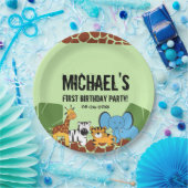 グリーンファースト誕生日ジャングルサファリテーマ ペーパープレート (パーティー)