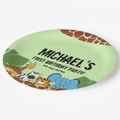 グリーンファースト誕生日ジャングルサファリテーマ ペーパープレート (アングル)