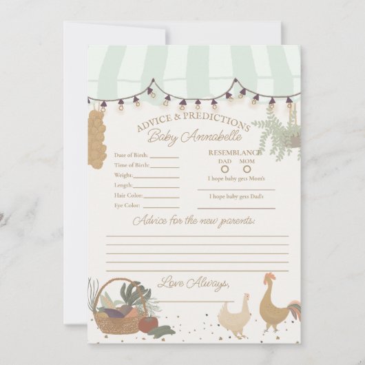 グリーンファーマーズマーケットの農場フレッシュアドバイスforベイビー 招待状 (正面)