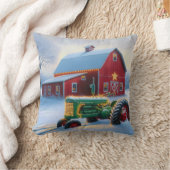 グリーンファームトラクターのクリスマスライト クッション (ブランケット)