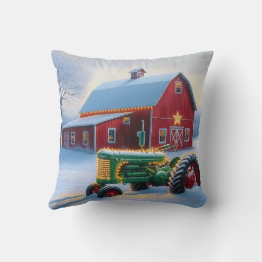 グリーンファームトラクターのクリスマスライト クッション (裏面)