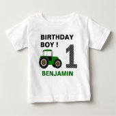 グリーンファームトラクターの誕生日パーティー ベビーTシャツ (正面)