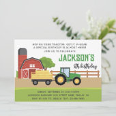 グリーンファームトラクターバースデーパーティー、任意の年齢 招待状 (スタンド正面)