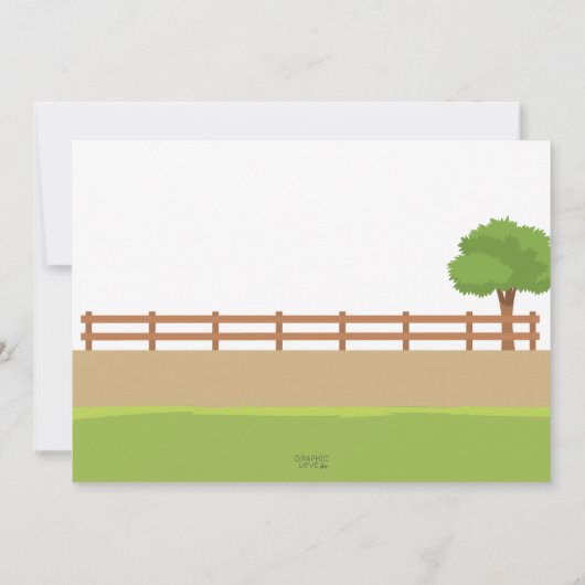 グリーンファームトラクターバースデーパーティー、任意の年齢 招待状 (裏面)