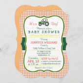 グリーンファームトラクターボーイベビーシャワー招待状 招待状 (正面/裏面)