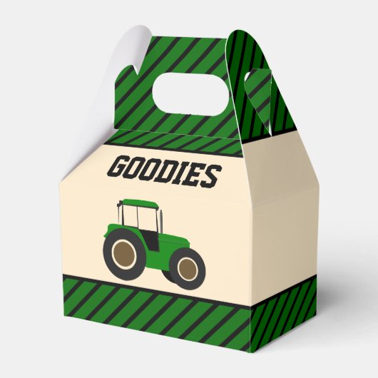 グリーンファームトラクター子供の誕生日パーティー フェイバーボックス (正面サイド)