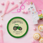グリーンファームトラクター子供の誕生日パーティー ペーパープレート (パーティー)