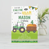 グリーンファームトラクター誕生日招待状 招待状 (スタンド正面)