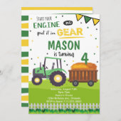 グリーンファームトラクター誕生日招待状 招待状 (正面/裏面)