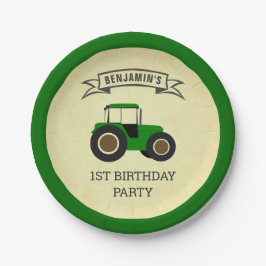 グリーンファームトラクター キッズ誕生日パーティー ペーパープレート