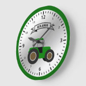 グリーンファームトラクパーソナライズされたター名キッズルーム ラージ壁時計 (傾斜)