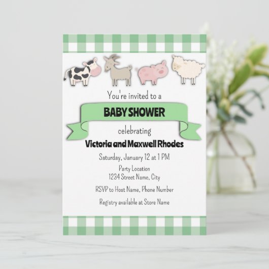 グリーンファームベビーシャワー招待状 招待状 (スタンド正面)
