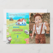 グリーンファーム誕生日招待状と写真 招待状 (正面)