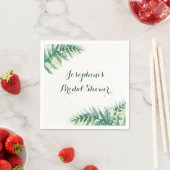 グリーンファーンウォーターカラーパーソナライズされたブライダルシャワー スタンダードカクテルナプキン (インサイチュ)