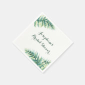 グリーンファーンウォーターカラーパーソナライズされたブライダルシャワー スタンダードカクテルナプキン (角)
